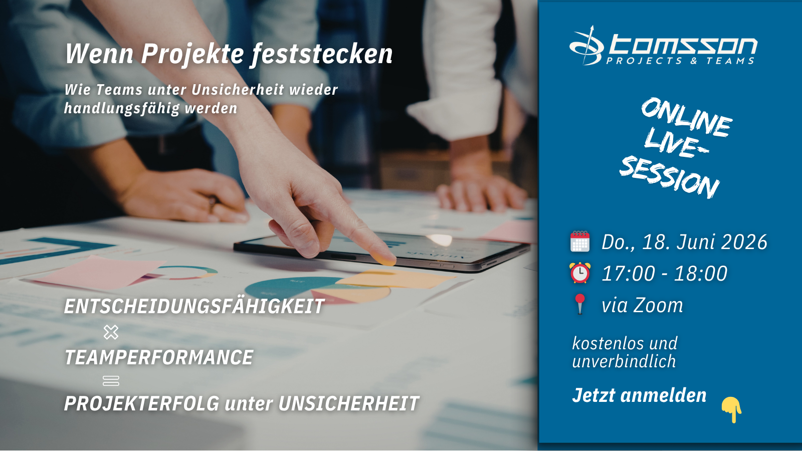 Einladung zur Live Session der Performance-Interventionen am 18. Juni 2026 ab 17:00.
